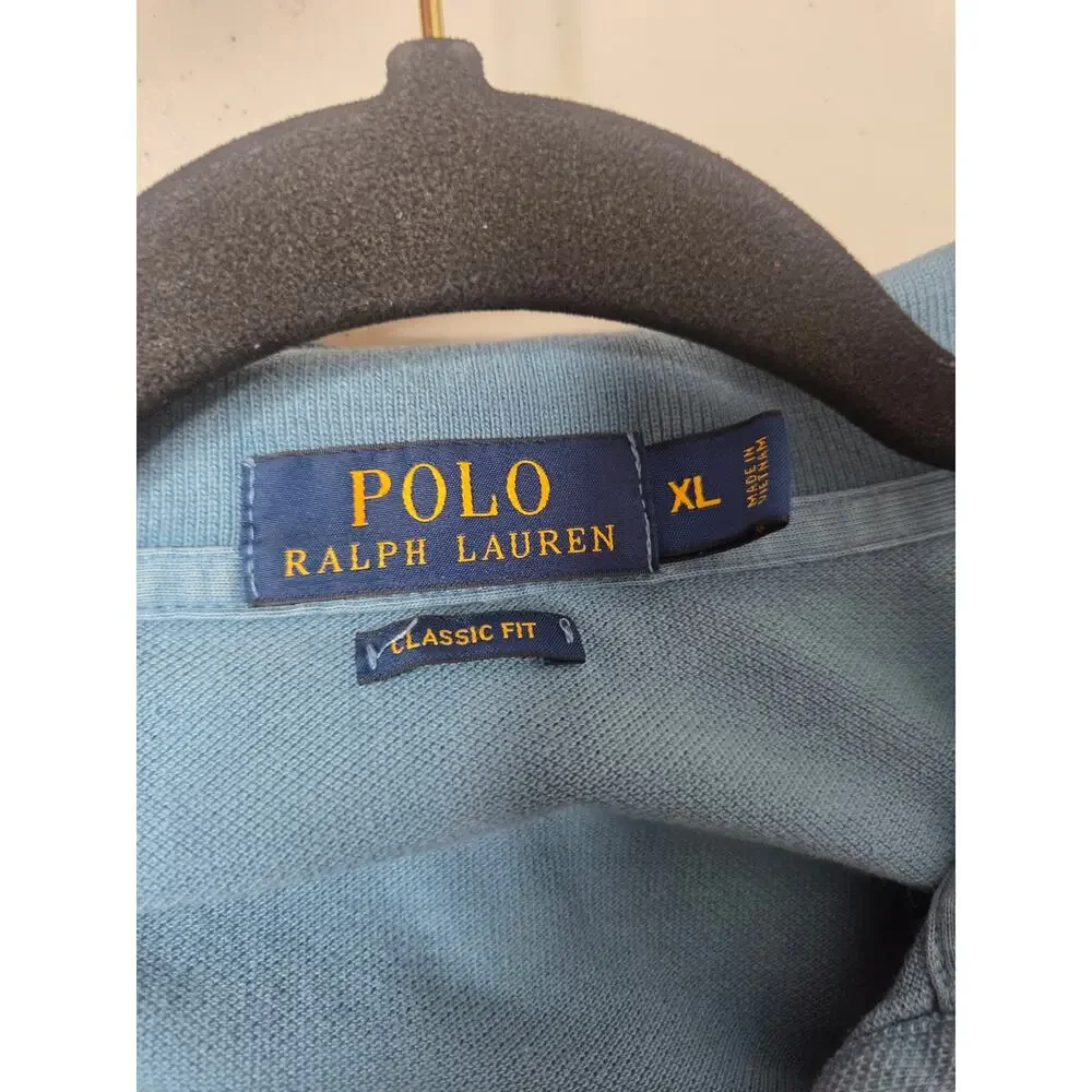 Polo Ralph Lauren Classic Fit Mens Size XL Light Blue Baned Sleeve Polo Shirt